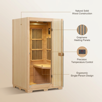 Far Infrared Wooden Sauna Room Home Sauna Spa for 1 Person1140W — infographic