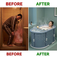 Portable Foldable Bath Tub for Adults No Installation Needed Large Separate Hot SPA Soaking Ice Bathtub Gray — Before & After