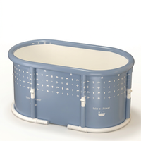 Portable Foldable Bath Tub for Adults No Installation Needed Large Separate Hot SPA Soaking Ice Bathtub Gray — Studio Shot