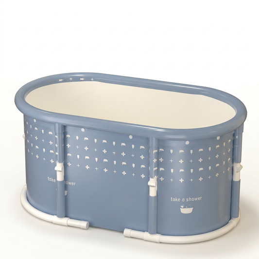 Portable Foldable Bath Tub for Adults No Installation Needed Large Separate Hot SPA Soaking Ice Bathtub Gray — Studio Shot