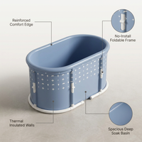 Portable Foldable Bath Tub for Adults No Installation Needed Large Separate Hot SPA Soaking Ice Bathtub Gray — infographic
