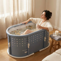 Portable Foldable Bath Tub for Adults No Installation Needed Large Separate Hot SPA Soaking Ice Bathtub Gray — Lifestyle